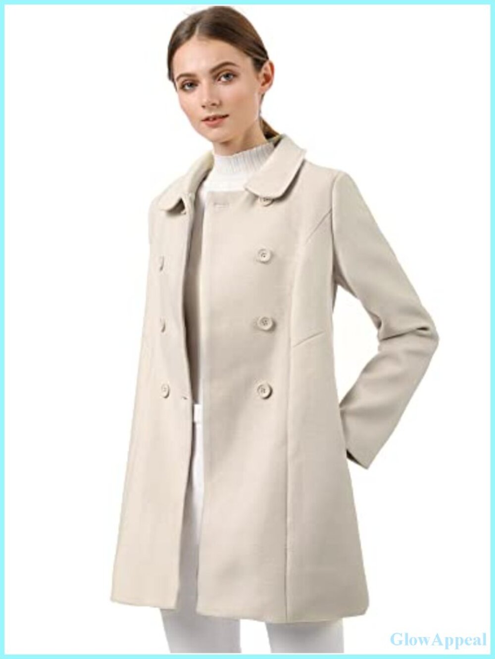 Women's Double Breasted Trench Coat with Peter Pan Collar